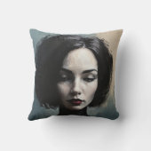 Moody Elegant Woman Portrait Art クッション (裏面)