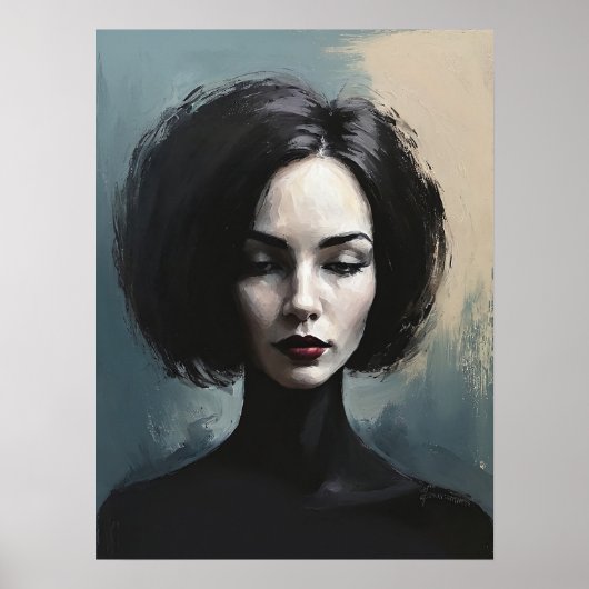 Moody Elegant Woman Portrait Art ポスター (正面)