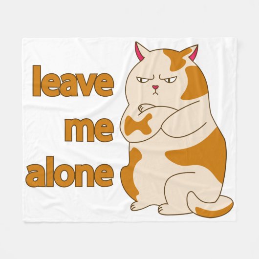 Moody fat cat leave me alone フリースブランケット (正面(横))