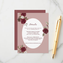 Moody Floral Autumn Wedding Details Card エンクロージャーカード