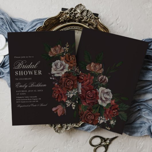 Moody Floral Bridal Shower Invitation 招待状
