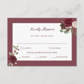 Moody Floral Fine Art Wedding RSVP Card エンクロージャーカード (正面)