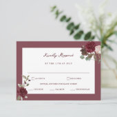 Moody Floral Fine Art Wedding RSVP Card エンクロージャーカード (スタンド正面)