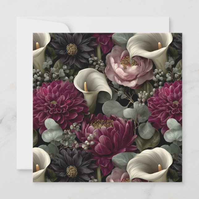 Moody Floral Pattern with Dahlias and Calla Lilies (正面)