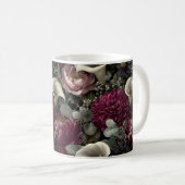 Moody Floral Pattern with Dahlias and Calla Lilies コーヒーマグカップ (正面右)