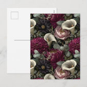 Moody Floral Pattern with Dahlias and Calla Lilies シーズンポストカード (正面/裏面)