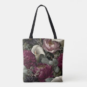 Moody Floral Pattern with Dahlias and Calla Lilies トートバッグ (裏面)
