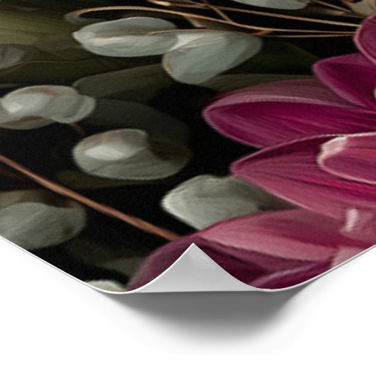 Moody Floral Pattern with Dahlias and Calla Lilies ポスター (角)