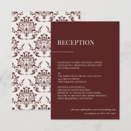 Moody Floral Reception Card Burgundy Sage エンクロージャーカード