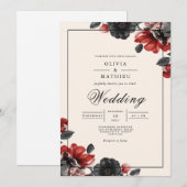 Moody Floral Romantic Wedding 招待状 (正面/裏面)