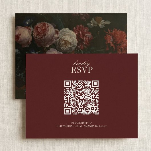 Moody Floral RSVP Card QR Code