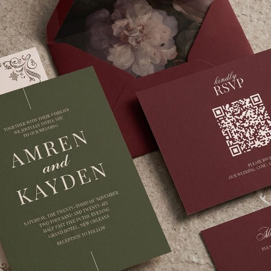 Moody Floral RSVP Card QR Code