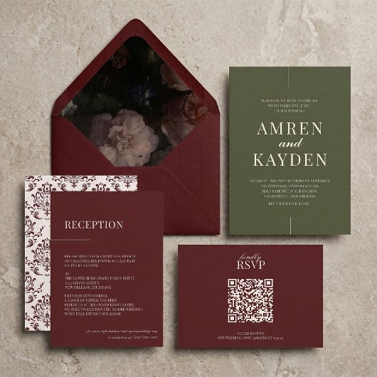 Moody Floral RSVP Card QR Code