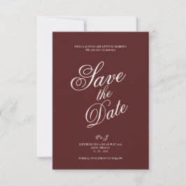 Moody Floral Save the Date Card Burgundy サンキューカード