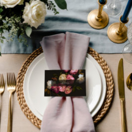 Moody Floral Wedding Dark Romantic Black Burgundy プレイスカード