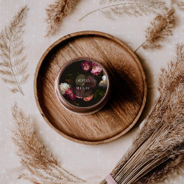 Moody Floral Wedding Dark Romantic Black Burgundy ラウンドシール