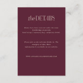 Moody Floral Wedding Details Burgundy & Black エンクロージャーカード (裏面)