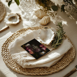 Moody Floral Wedding Details Burgundy & Black 出欠カード