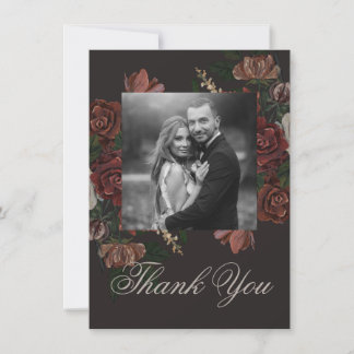 Moody Floral Wedding Thank You Card サンキューカード