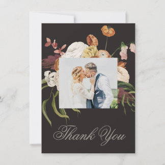 Moody Floral Wedding Thank You Card サンキューカード