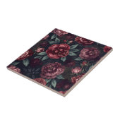 Moody Florals Watercolor Dark Red Pattern タイル (側面)