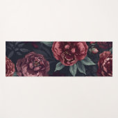 Moody Florals Watercolor Dark Red Pattern ヨガマット (正面(横))