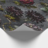 Moody Flower Dark Floral Gift ラッピングペーパー (角)