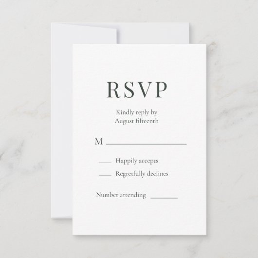 Moody Forest Green Wedding RSVP  (正面)