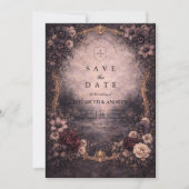 Moody Gold Baroque Wedding セーブザデート (正面)