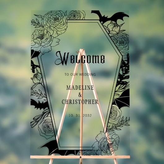 Moody Gothicフローラ結婚のウェルカムサイン アクリルサイン (ニュートラル)