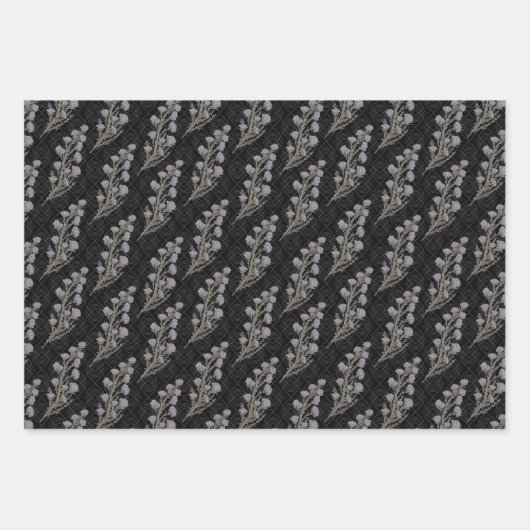 Moody Gothic木炭ヴィンテージアールデコフローラ ラッピングペーパーシート (正面3)