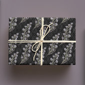 Moody Gothic木炭ヴィンテージアールデコフローラ ラッピングペーパーシート