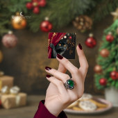 Moody Gothic Black Cat Christmas QR RSVP Card ノートカード