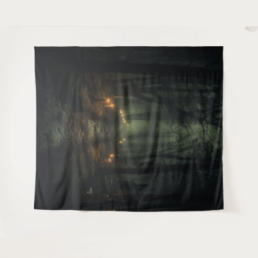 Moody Gothic Candlelit Forest Path XLarge タペストリー (正面(横))