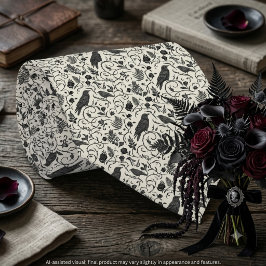 Moody Gothic Deep Black Ivory Raven ネクタイ