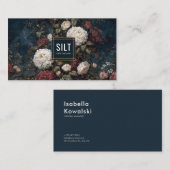 Moody Gothic Floral Dark Velvet Peony Gold Frame 名刺 (正面/裏面)