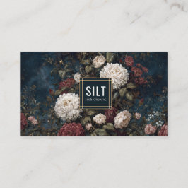 Moody Gothic Floral Dark Velvet Peony Gold Frame 名刺