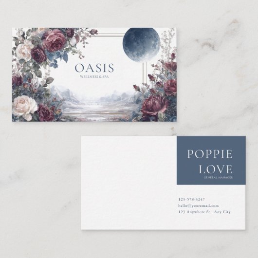 Moody Gothic Floral Full Moon Ethereal Landscape 名刺 (正面/裏面)