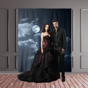 Moody Gothic Full Moon & Clouds XLarge タペストリー