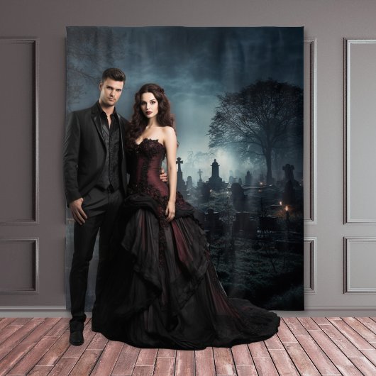 Moody Gothic Misty墓地at Dusk XLarge タペストリー