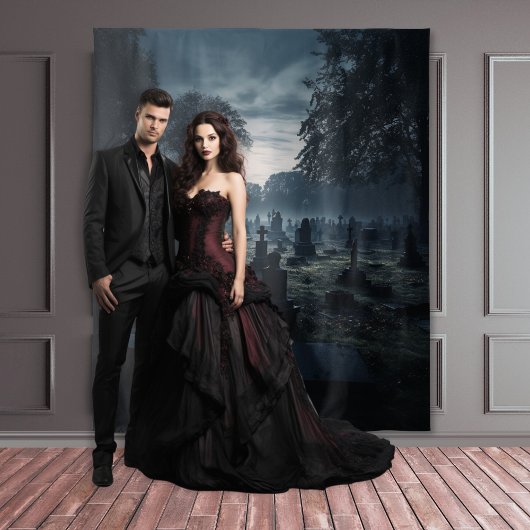 Moody Gothic Misty Moonlit墓地XLarge タペストリー
