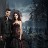 Moody Gothic Misty Moonlit墓地XLarge タペストリー