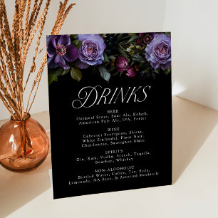 Moody Gothic Purpleフローラ結婚の飲み物 台座サイン