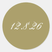 Moody Green Vintage Wedding Date Envelope Seal ラウンドシール (正面)