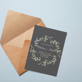 Moody Greenery Wreath Wedding Invitation 招待状