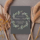 Moody Greenery Wreath Wedding Invitation 招待状