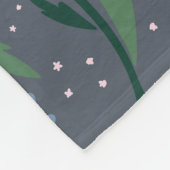 Moody Hand Drawn Retro Blue Daisy Floral Monogram フリースブランケット (角)