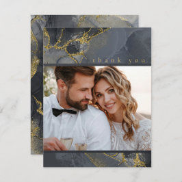 Moody Ink木炭金ゴールド抽象芸術ありがとうID988 サンキューカード