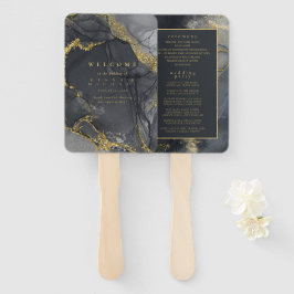 Moody Ink Charcoal金ゴールド抽象芸術プログラムID988 ハンドファン