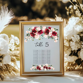 Moody Jewel Tone Burgundy Watercolor Seating Chart